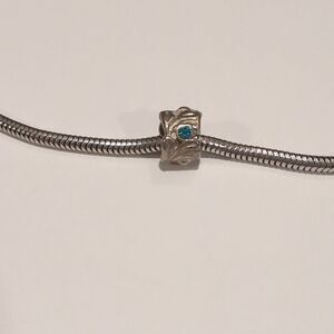 Silver with Blue Rhinestones Spacer Charm for‎ Pandora Style Bracelet